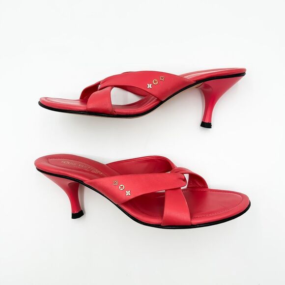 Louis Vuitton Pink Leather Sandals Mules Low Heel 36.5, 6.5 - Picture 7 of 14